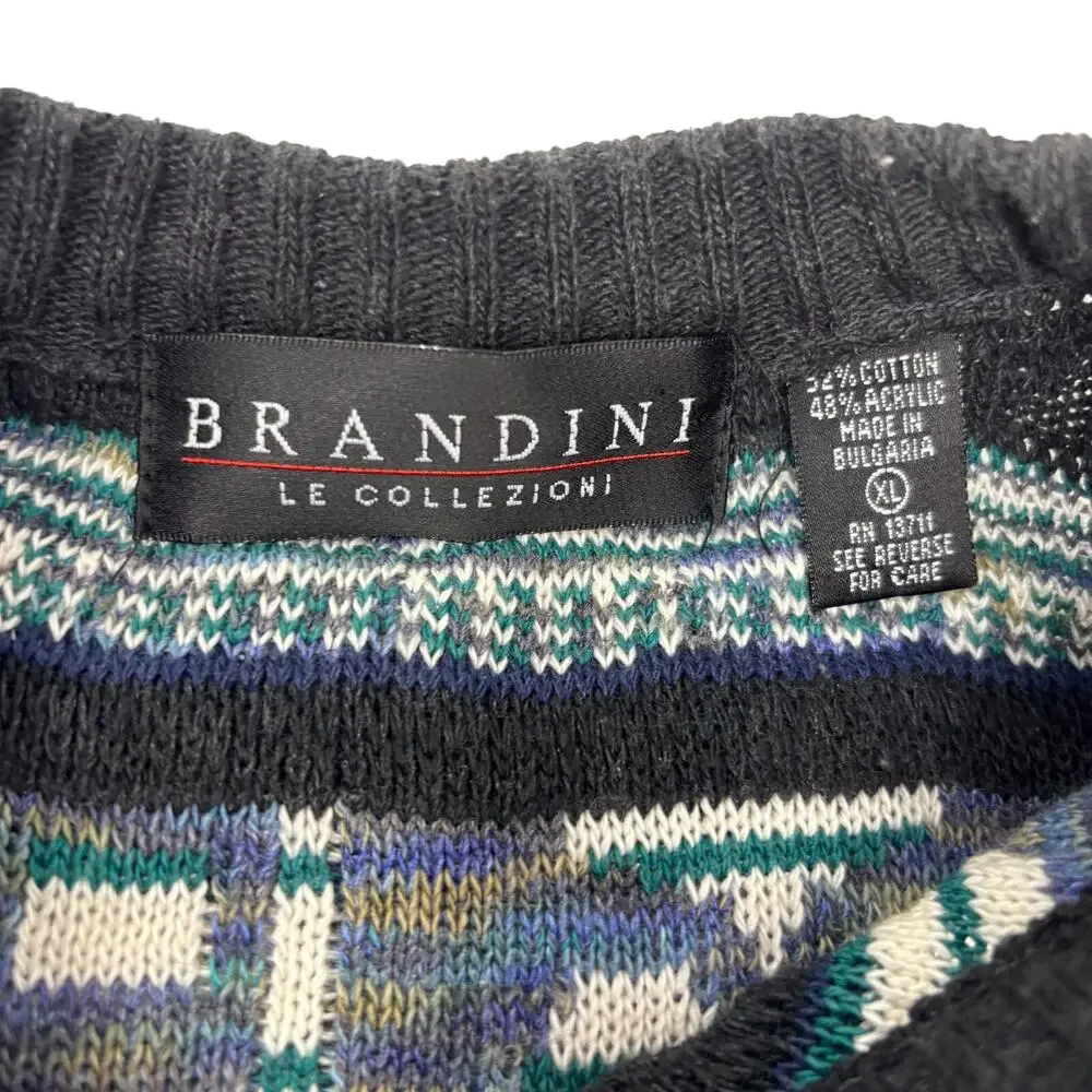 Brandini‎ Le Collezioni XL Multicolor Coogi Style 3D Knit Long Sleeve Sweater